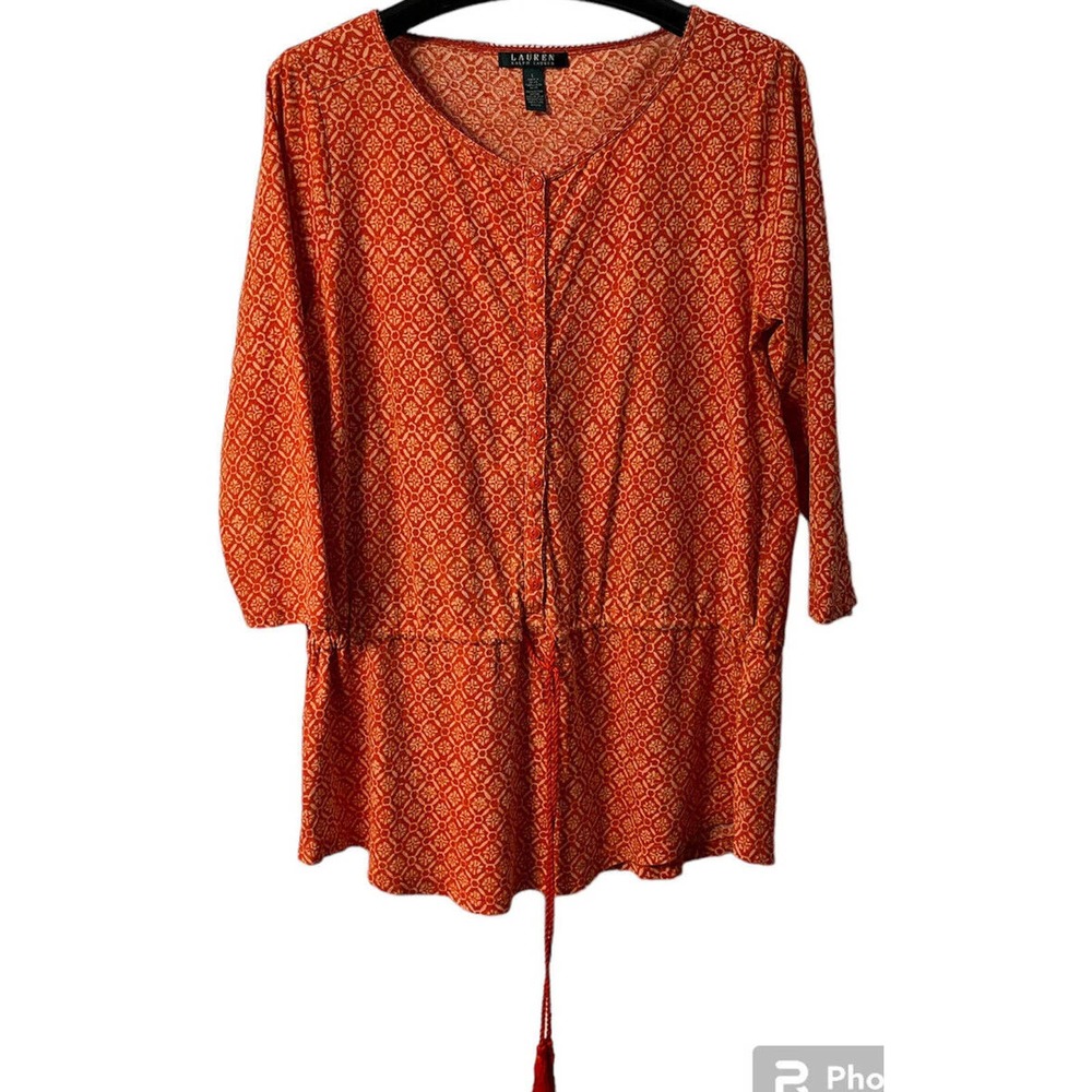 Ralph Lauren LRL Top Womens Large Tie Waist Tunic Ladies